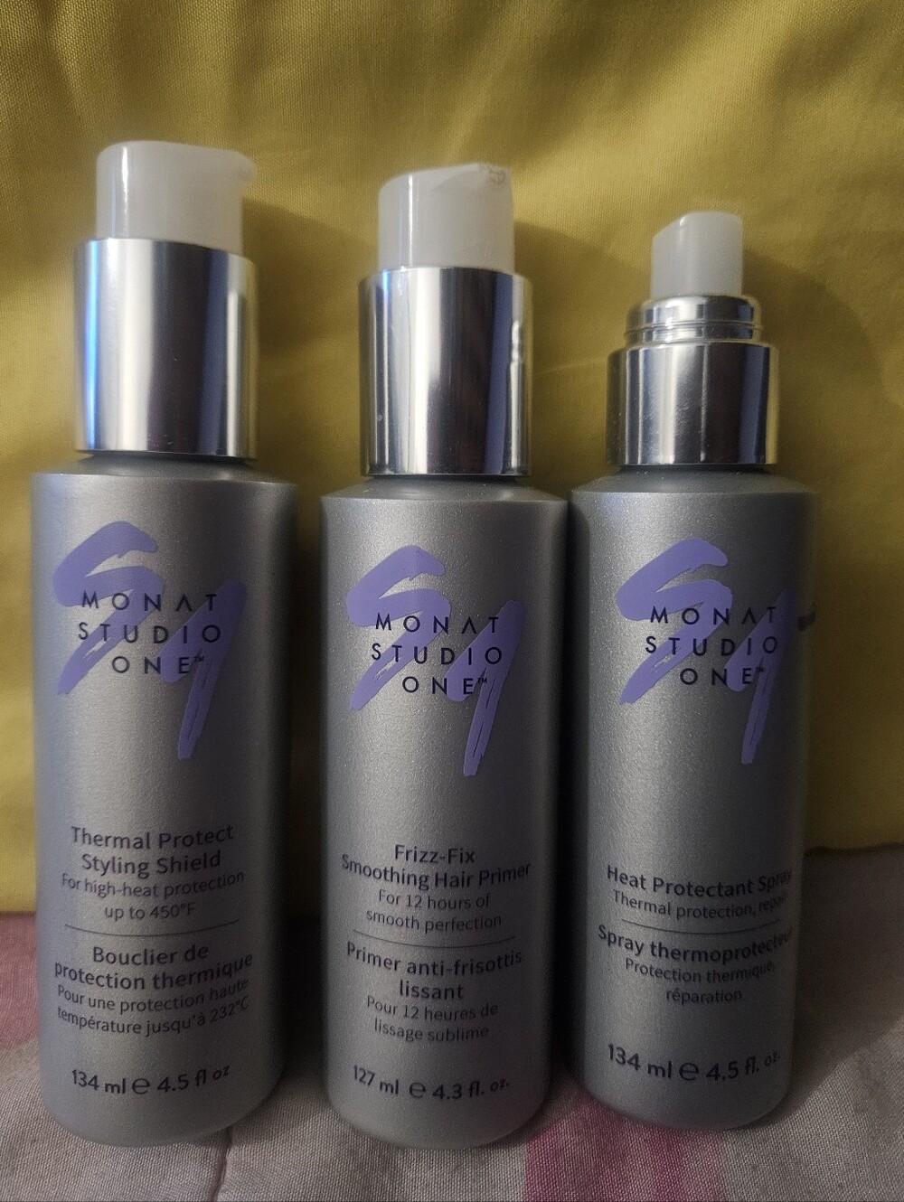 Studio One Heat Protectant Trio in Silver and Lavender Accents
